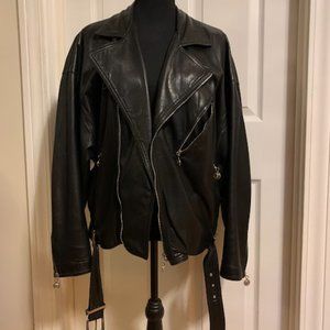 Late 1980s/Early 1990s Vintage Gianni Versace Black Motorcycle Jacket-FINAL SALE